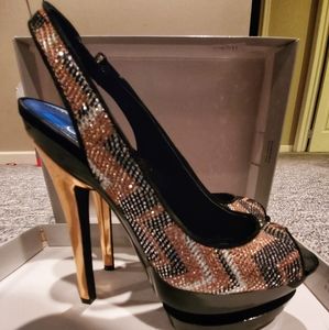 Jessica Simpson Zig Zag Sparkle Blk/Copper/Silver